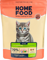 Корм сухий повнораціонний для кошенят від 1-12міс Fresh chicken Home Food д/п 400г