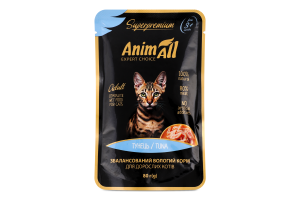 Корм д/дорослих котів Тунець 80г пауч AnimAll