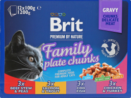 Корм д/котів Сімейна тарілка асорті 4смаки 12*100г пауч Бріт Преміум