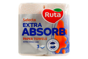 Полотенца бумажные 3-х слойные Extra absorb Selecta Ruta 2шт