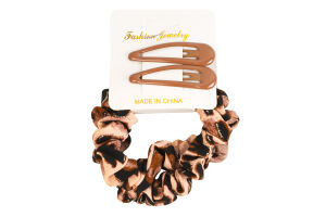 Набор для волос 2 заколки + 2 резинки Fashion Jewelry 1шт в ассорт