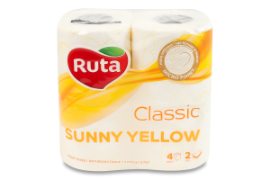 Папір туалетний 2-х шаровий Sunny yellow Classic Ruta 4шт