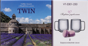 Кружка Twin 250см подвійне дно з ручками 2шт Vittora