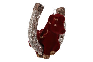 Фігурка новорічна Символ року Кінь в підкові велюр 8,5*8,5см в асортименті КМ