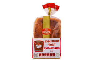 Хлеб половинка в нарезке из пшеничной муки тостовый формовой Томатный Румяный тост Рум'янець м/у 350г