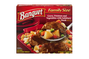 Banquet Gravy, Potatoes and Vegetables with Salisbury Steak Family Size
