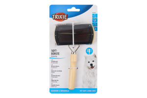 Пуходерка для собак двухсторонняя с щеткой деревянная 10х18см №2305 Trixie 1шт