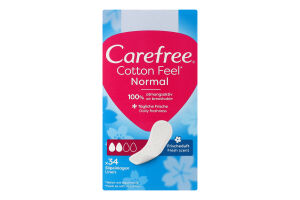 Прокладки ежедневные гигиенические женские Fresh scent Normal Cotton feel Carefree 34шт