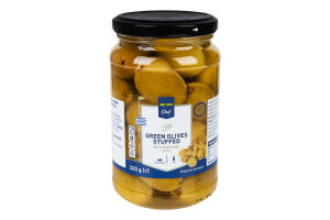 Оливки зеленые фаршированные анчоусами в подсолнечном масле пастеризованные Metro Chef с/б 320г