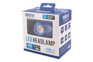 Ліхтар налобний 400Лм+200Лм 1200mAh IP65 Бревіа