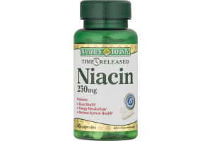Nature's Bounty Time Released Dietary Capsules Niacin 250 mg - 90 CT