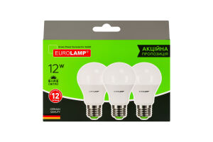 Лампа светодиодная 12W E27 4000K Eurolamp 3шт
