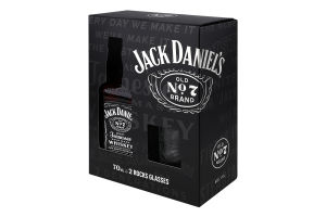Набір подарунковий Віскі Tennessee Old №7 40% 0.7л + 2 склянки Jack Daniel's к/у