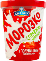 Мороженое 12% с клубничным наполнителем Морозко Хладик ведро 500г