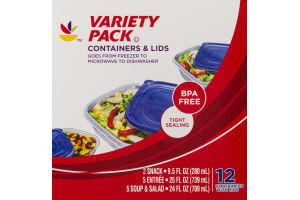 Ahold Variety Pack Containers & Lids - 12 CT