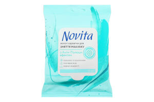 Салфетки влажные для снятия макияжа с Анти-Полюшн эффектом Novita 15шт