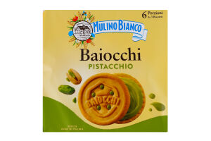 Печенье-сэндвич песочное с фисташковым кремом Baiocchi Mulino Bianco м/у 6х28г