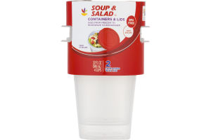 Ahold 4 Cup Soup & Salad Containers & Lids - 2 CT