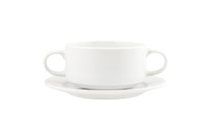 Супниця 300мл з двома ручками та блюдцем кераміка