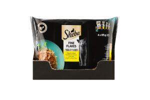 Набор кормов консервированных для взрослых котов Ассорти из мяса птицы в желе Нежные кусочки Sheba м/у 4х85г