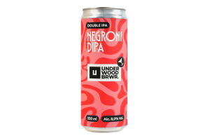 Пиво 0.33л 8% світле нефільтроване неосвітлене непастеризоване Negroni DIPA Double IPA Underwood Brewery ж/б