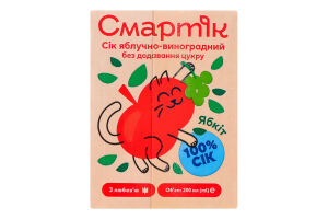 Сок восстановленный осветленный и пастеризованный яблочно-виноградный Смартік т/п 200мл