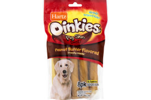 Hartz Oinkies Pig Skin Twists Peanut Butter Flavored - 8 PK
