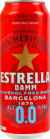 Пиво 500мл 0% безалкогольное светлое фильтрованное пастеризованное Estrella Damm ж/б
