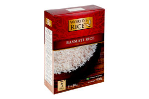 Рис шліфований довгозернистий Basmati World's Rice к/у 5х80г