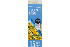 SE Grocers Slider Freezer Bags Quart - 15 CT