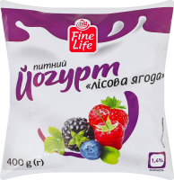 Йогурт 1.4% питний з наповнювачем фруктовим пастеризованим Лісова ягода Fine Life м/у 400г