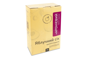 Сік прямого віджиму без додавання цукру пастеризований яблучно-аронієвий Фермерське господарство Валентина к/у 3л
