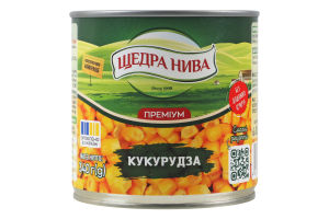 Кукуруза сахарная из целых зерен консервированная стерилизованная Суперсладкая Премиум Щедра нива в/с ж/б 340г