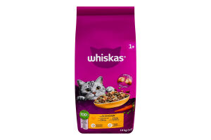 Корм сухий повнораціонний для дорослих котів З куркою Whiskas кг