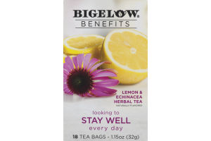 Bigelow Benefits Lemon & Echinacea Herbal Tea Bags - 18 CT