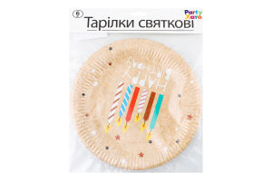 Тарілка паперова Хеппі Бьоздей з свічками 23см 6шт 1502-5775 Паті Хата