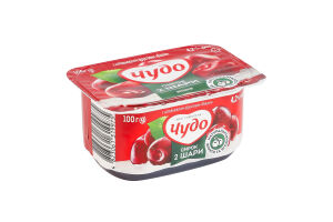 Творожок 4.2% взбитый с наполнителем фруктовым двухслойный Вишня Чудо ст 100г