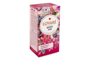 Бленд чаю квіткового та ягідного з пелюстками квітів та ароматом малини, смородини Ягідний десерт Lovare к/у 24х1.5г