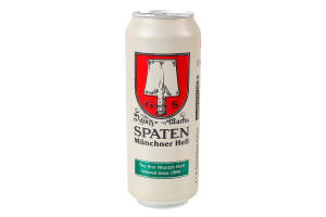 Пиво 0.5л 5.2% світле пастеризоване Münchner Hell Spaten з/б