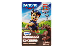 Коктейль молочний 2.5% Шоколадний Paw Patrol Danone т/п 212г