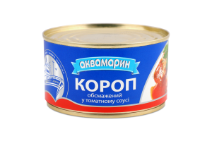 Короп обсмажений у томатному соусі 230г ж/б Аквамарин
