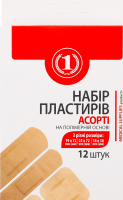 Набор пластырей на полимерной основе Ассорти ТМ "1" 12шт