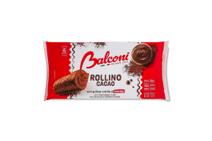 Рулет бисквитный с какао-начинкой и какао-глазурью Rollino al cacao Balconi м/у 6х37г
