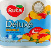 Бумага туалетная 3-х слойная 160 листов Mango Deluxe Golden line Ruta 4шт