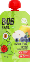 Пюре фруктово-ягодное для детей от 6мес гомогенизированное Яблоко-груша-черника Baby Bob Snail д/п 90г