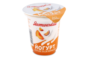 Йогурт 2.1% с фруктовым наполнителем Персик и сок маракуйи Яготинський ст 260г