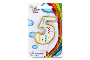 Свічка цифра 5 велика 1 шт.