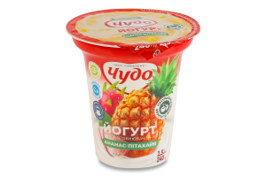 Йогурт 2.5% с наполнителем фруктовым Ананас-питахайя Чудо ст 240г