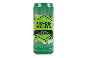 Напиток безалкогольный сильногазированный со вкусом лайма и мяты Rio-de-mojito ТОВ Пивоварня Зіберта ж/б 0.33л