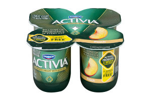 Dannon Activia Lowfat Probiotic Yogurt with Bifidus Peach - 4 PK